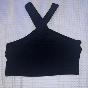 Black SHEIN stretchy cross top
